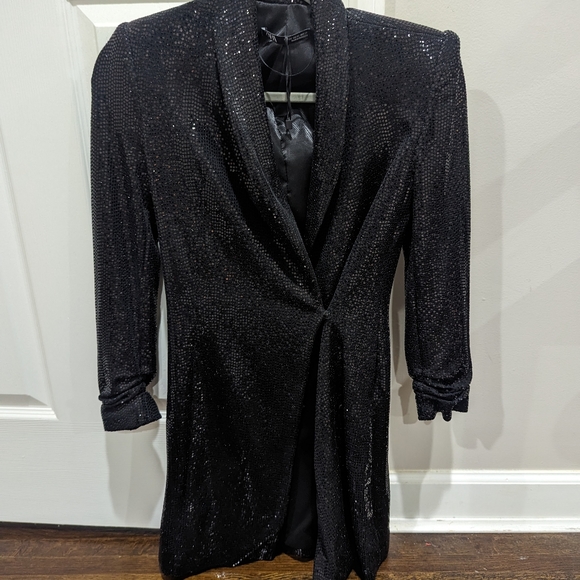 Gia Shiny Blazer Dress Black